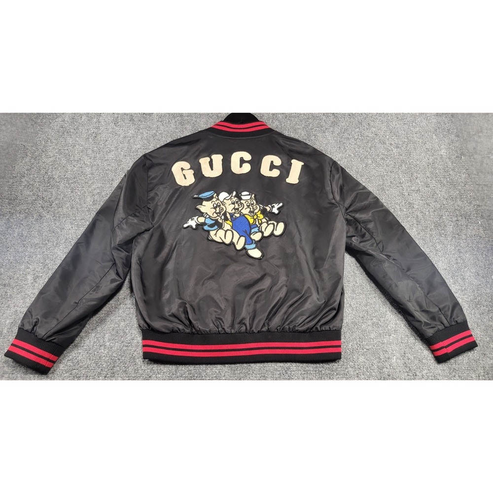GUCCI x Disney Three Little Pigs Black Bomber Jacket Size Medium